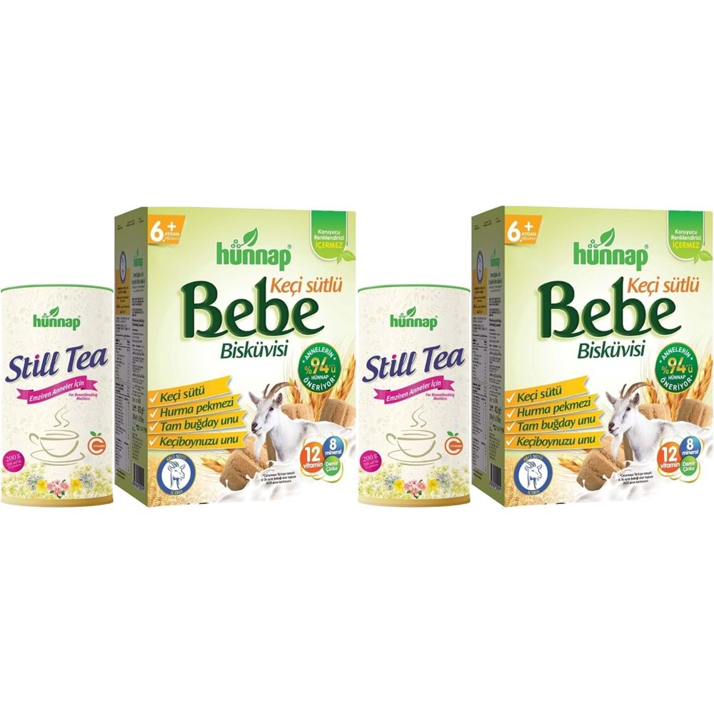 Hünnap Still Tea Emziren Anneler İçin Süt Arttırıcı İçecek 200GR + Bebe Bisküvisi 400GR (4 Lü Set)