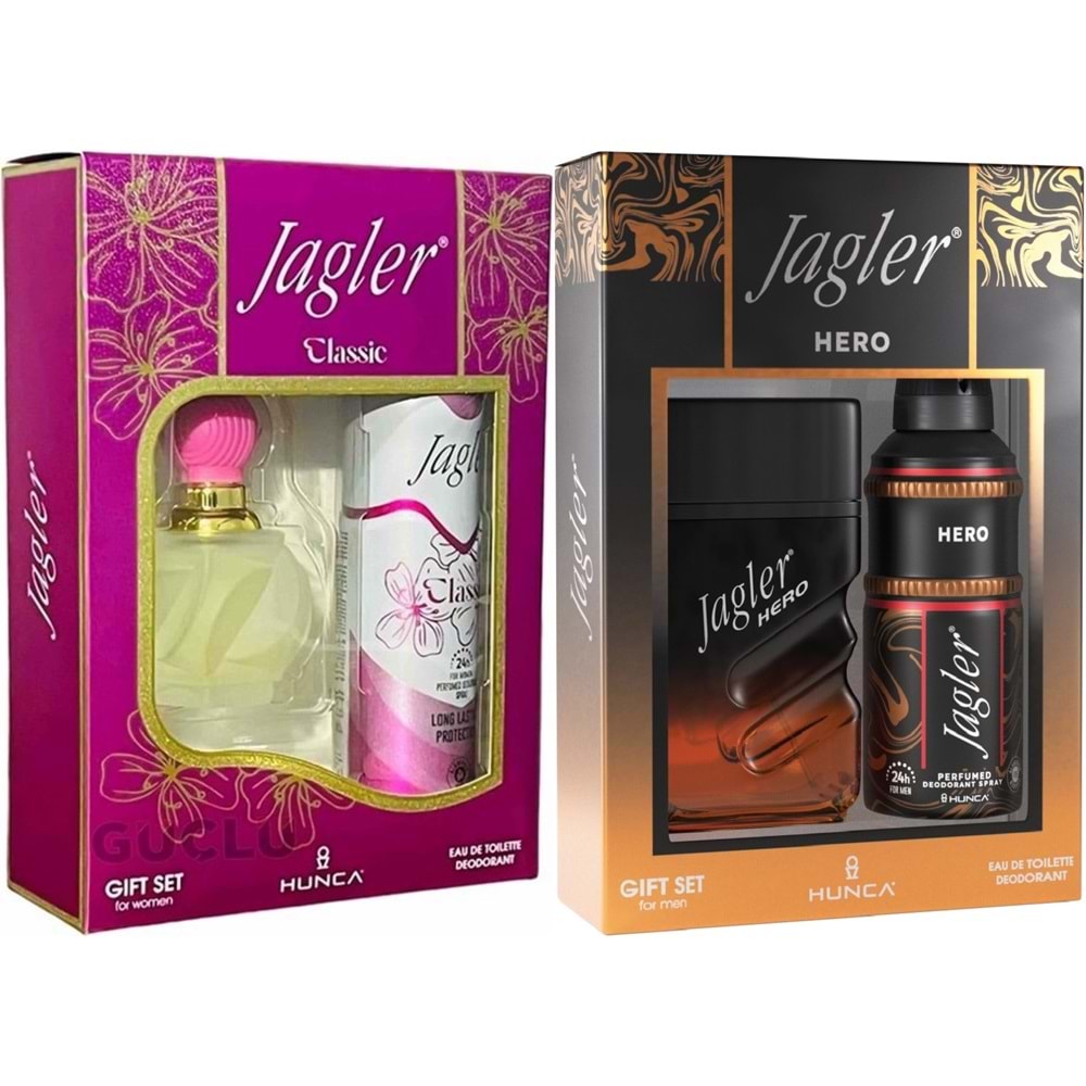 Jagler Parfüm Seti (Karma Set) Kadın 60ML Classic + Deodorant / Erkek 90ML Hero + Deodorant