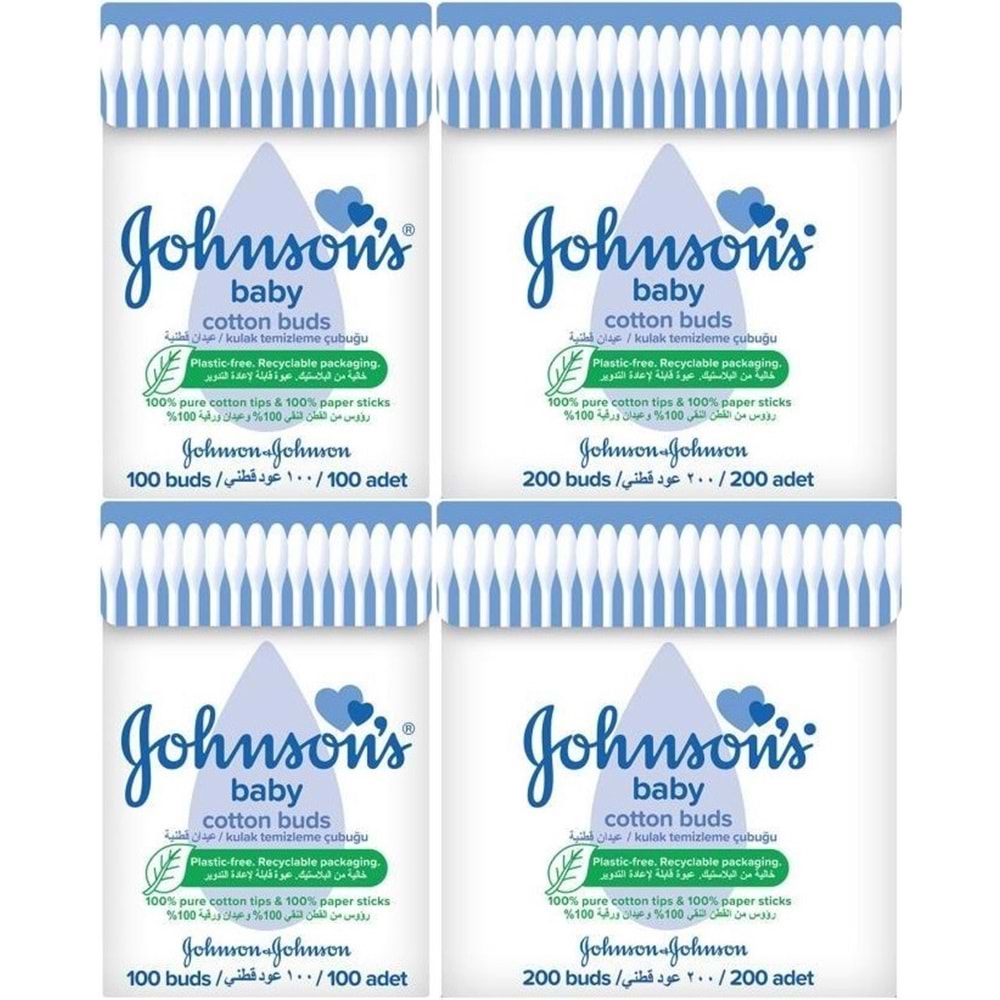 Johnsons Baby Kulak Temizleme Çubuğu 100 Adet + 200 Adet Toplam 600 Adet (Karma Set)