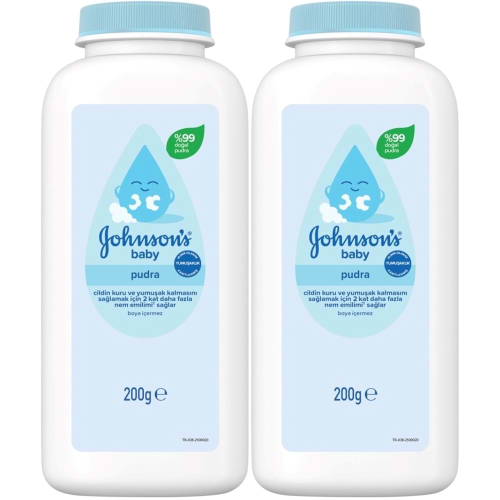 Johnsons Baby Bebek Pudrası 200GR Klasik (%99 Doğal) (2 Li Set)