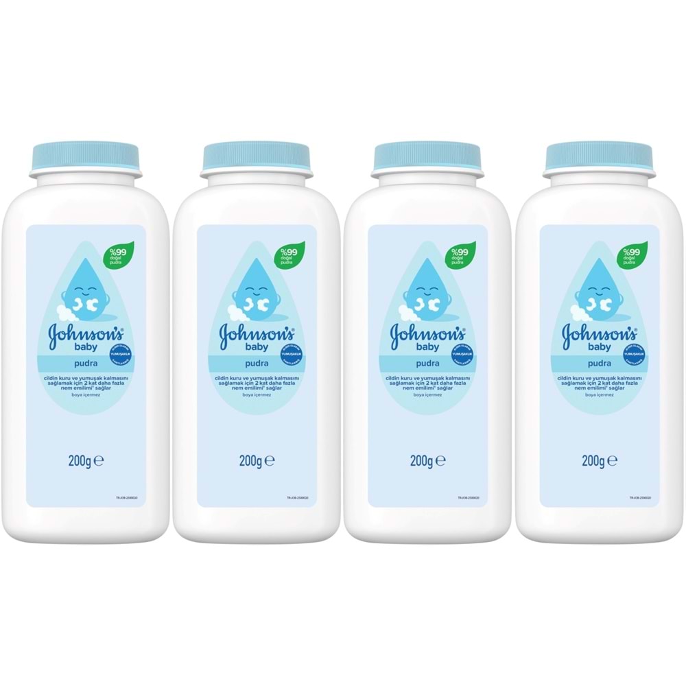 Johnsons Baby Bebek Pudrası 200GR Klasik (%99 Doğal) (4 Lü Set)