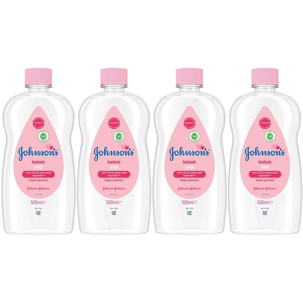 Johnsons Baby Bebek Yağı 500ML Nemlendirici (Pembe) (4 Lü Set)