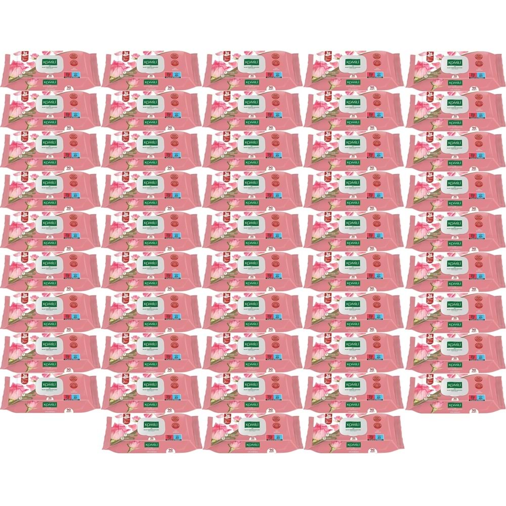 Komili Islak Havlu Mendil 90 Yaprak Gül Kokulu (48 Li Set) Pratik Kapaklı (4320 Yaprak)