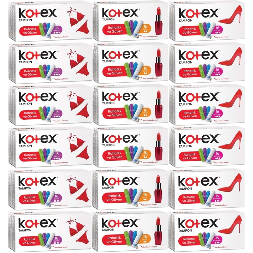 Kotex Tampon Süper - Mini - Normal 288 Li Karma Set (18PK*16)
