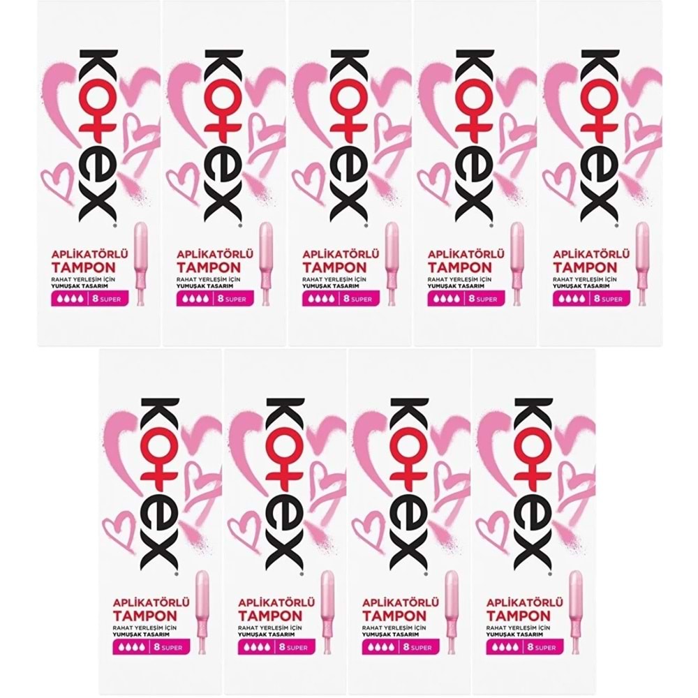 Kotex Aplikatörlü Tampon Süper 72 Li Set (9PK*8)