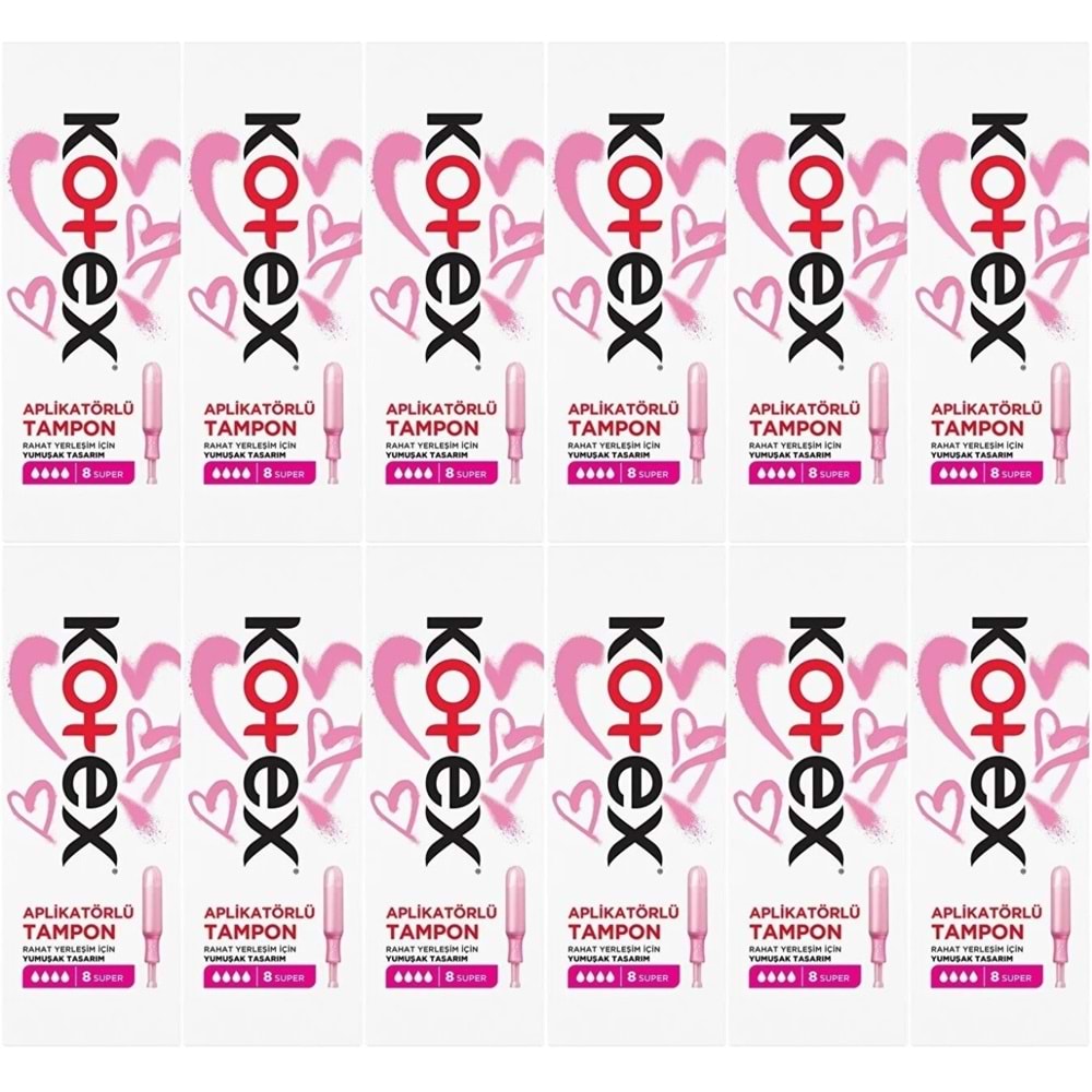 Kotex Aplikatörlü Tampon Süper 96 Lı Set (12PK*8)
