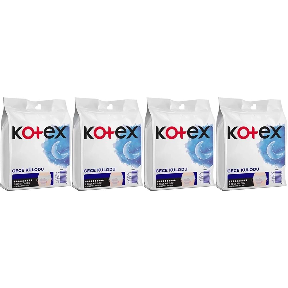 Kotex Gece Külodu / Külot Standart Beden Yoğun ReGl Dönemine Özel 8 Li Set 4PK*2