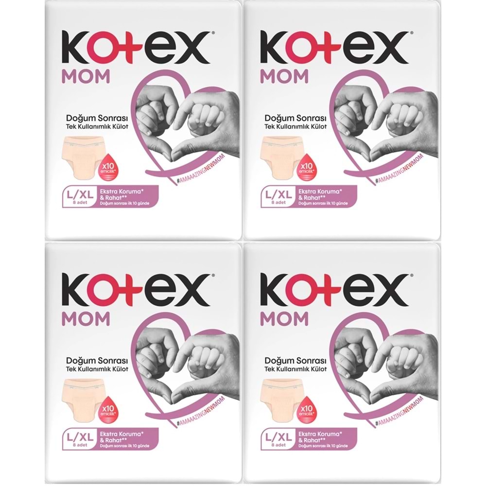 Kotex Mom Lohusa Külodu - Külot Bez L - Large - Büyük / XL - Extra Large - 32 Li Set (4PK*8)