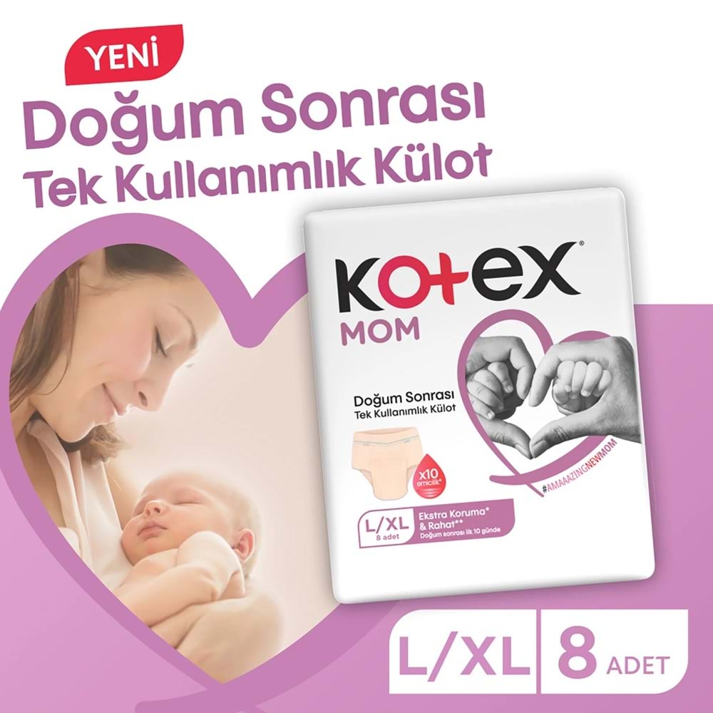 Kotex Mom Lohusa Külodu - Külot Bez L - Large - Büyük / XL - Extra Large - 96 Lı Set (12PK*8)