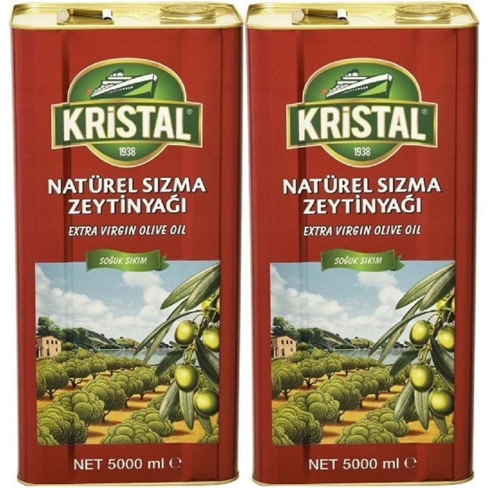 Kristal Zeytinyağı 10LT Natürel Sızma Soğuk Sıkım (Teneke) (2PK*5LT)
