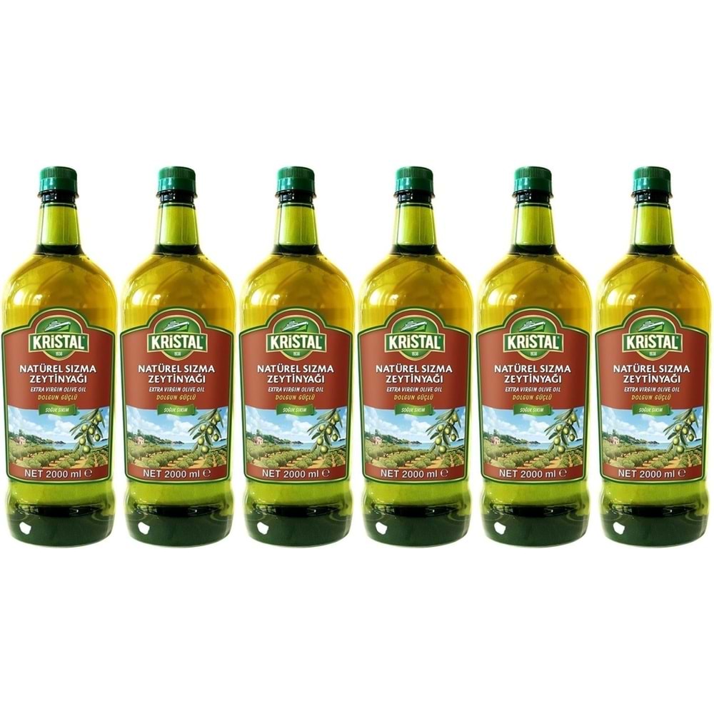 Kristal Zeytinyağı 12LT Natürel Sızma Soğuk Sıkım (PET) (6PK*2LT) 1 Koli
