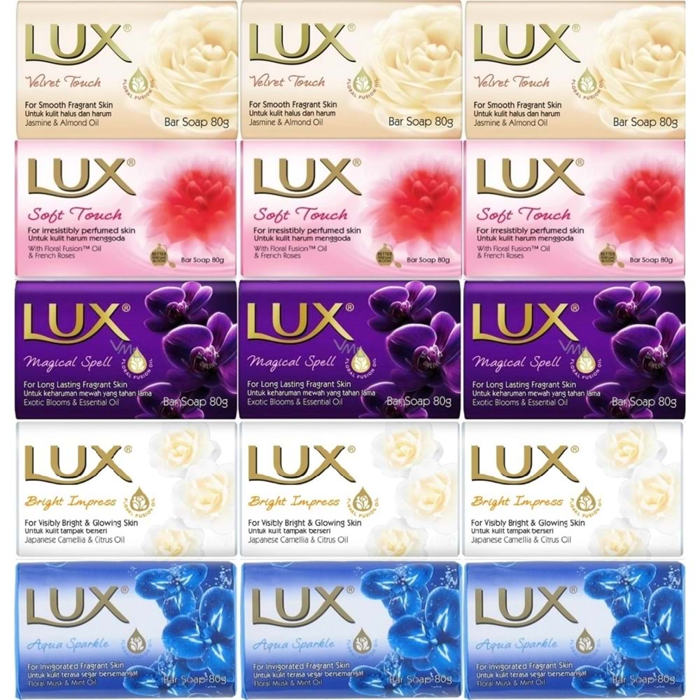 Lux Sabun 80GR (Karma 15 Li Set) Soft Touch/Velvet Touch/Magicial Spell/Aqua Sparke/Bright Impress