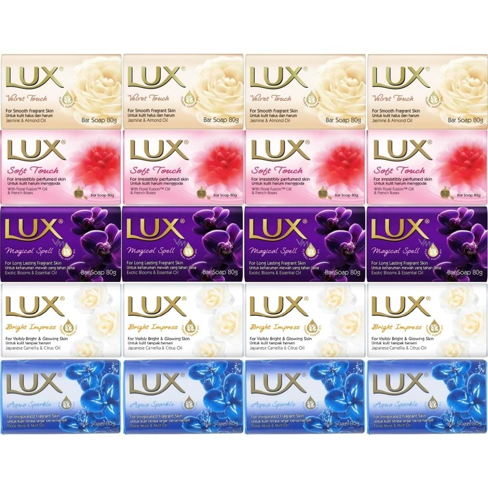 Lux Sabun 80GR (Karma 20 Li Set) Soft Touch/Velvet Touch/Magicial Spell/Aqua Sparke/Bright Impress