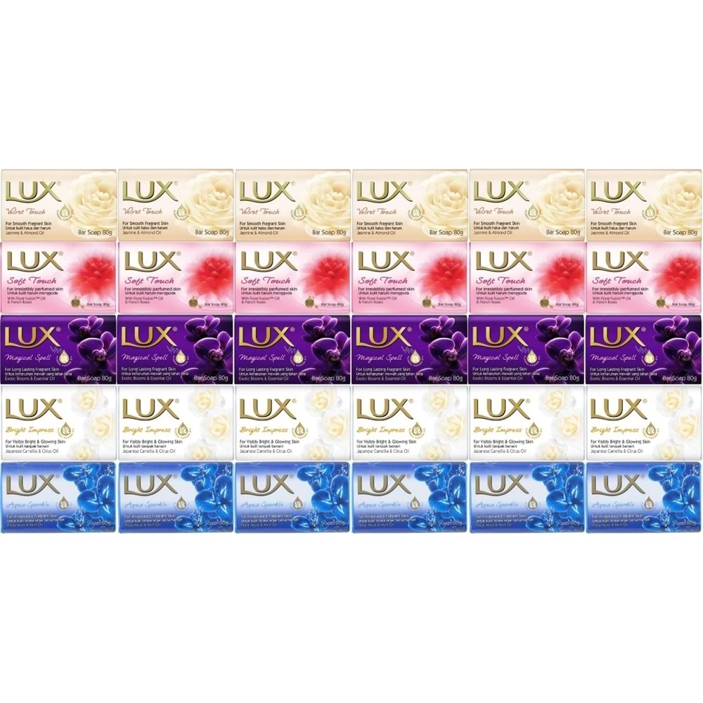 Lux Sabun 80GR (Karma 30 Lu Set) Soft Touch/Velvet Touch/Magicial Spell/Aqua Sparke/Bright Impress