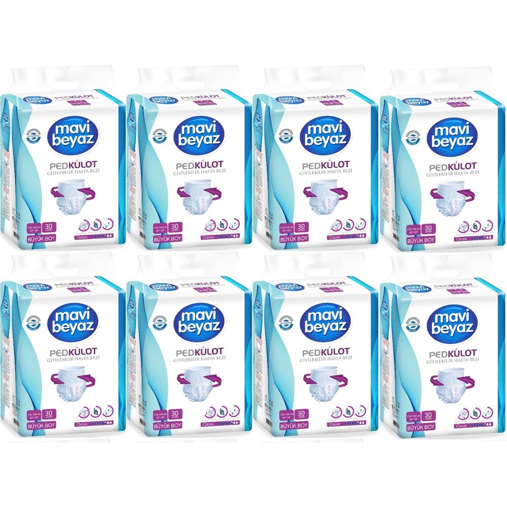 Mavi Beyaz Ped Emici Külot Yetişkin Bezi L - Large - Büyük 240 Adet