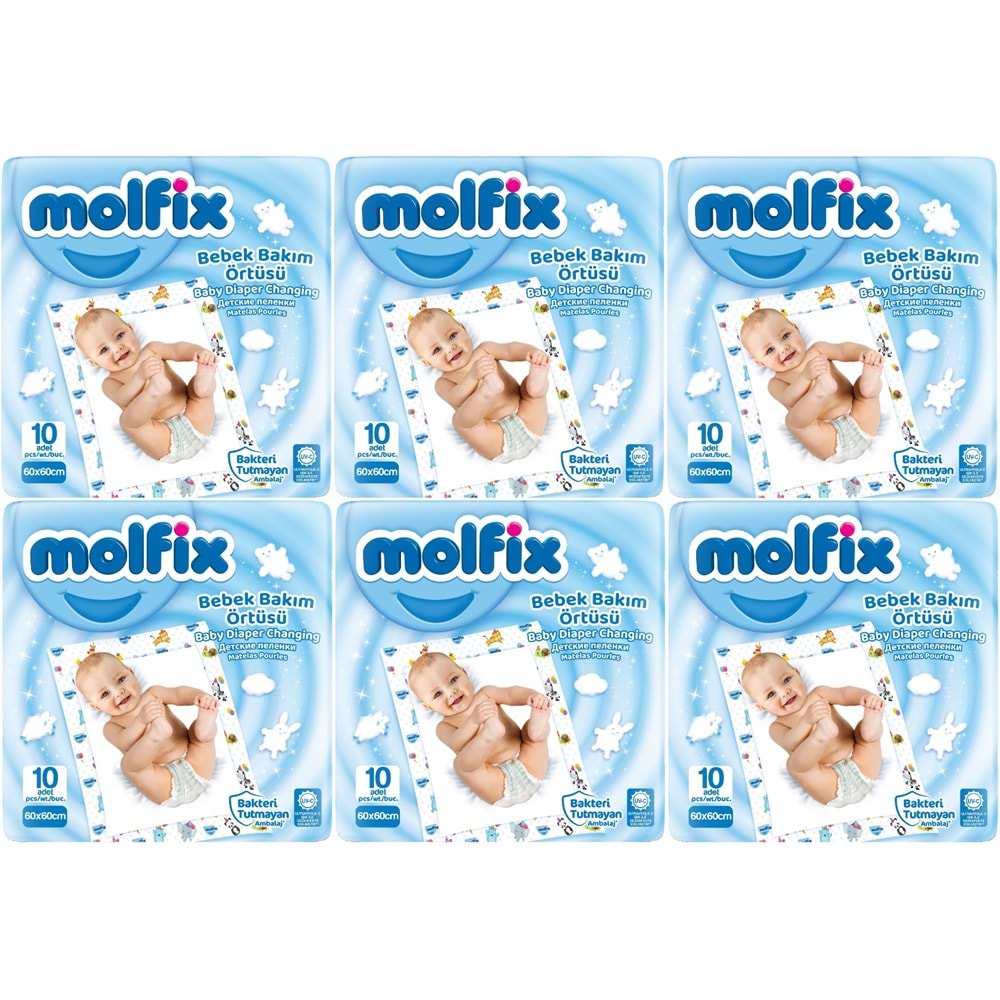 Molfix Bebek Bakım Alt Açma Örtüsü 6 Lı Set 60 Adet (6Pk*10)