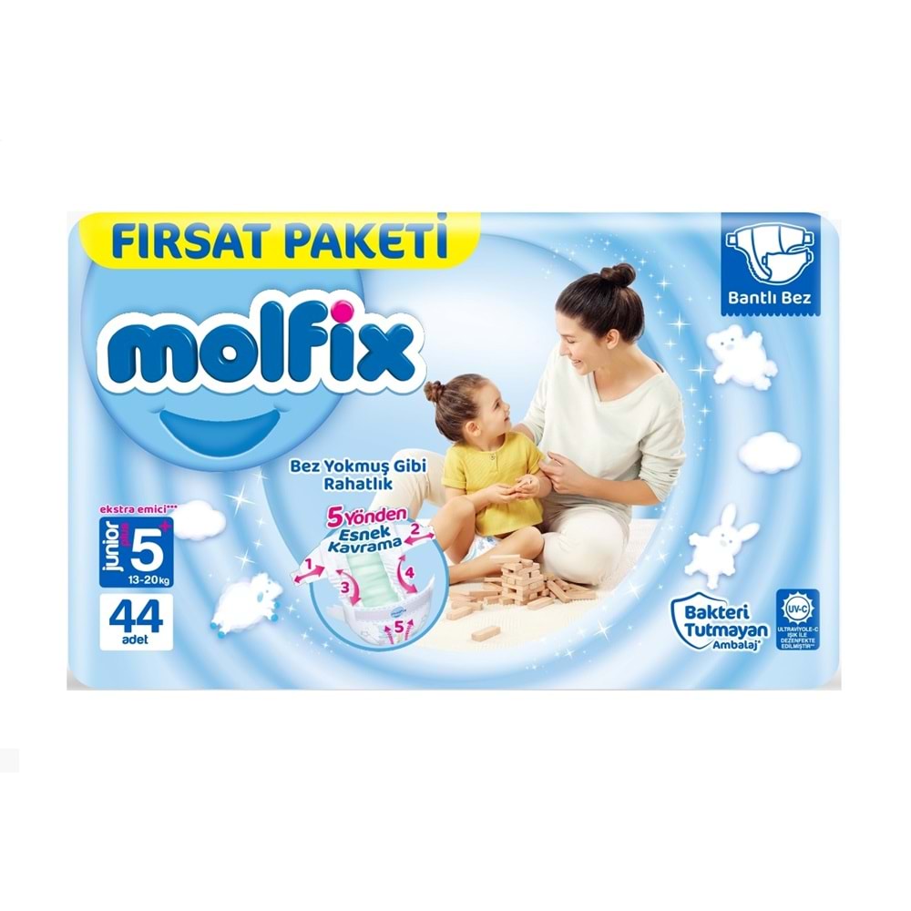 Molfix Bebek Bezi 5+ Beden 13-20 KG Junior Plus 264 Adet Ekstra Fırsat Pk