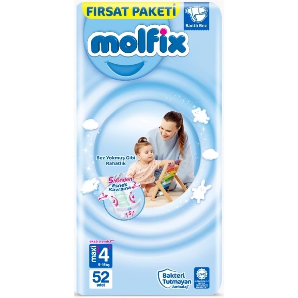 Molfix Bebek Bezi 4+ Beden 9-16 KG Maxi Plus 416 Adet Dev Ekonomik Fırsat Pk