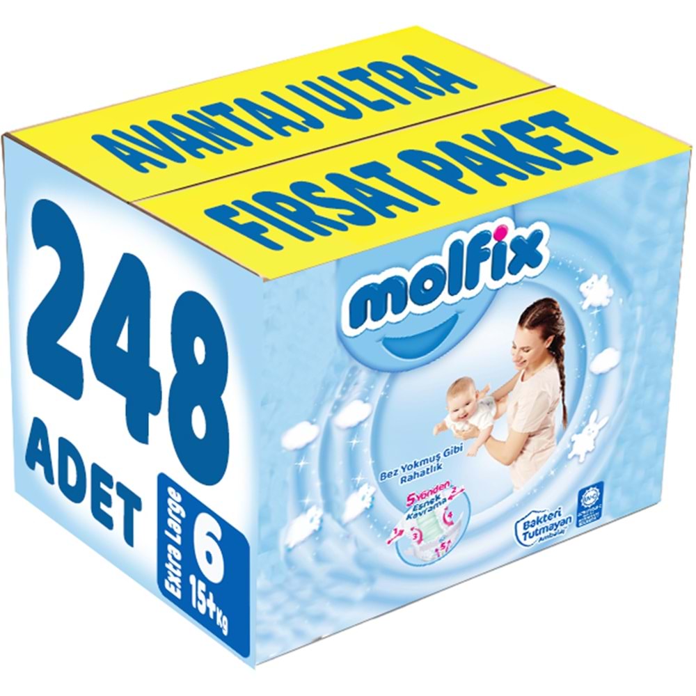 Molfix Bebek Bezi 6 Beden 15+ KG Extra Large 248 Adet Avantaj Ultra Fırsat Pk