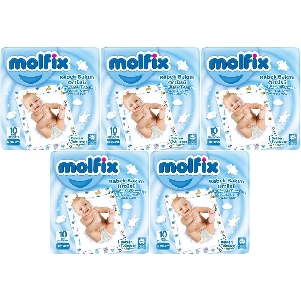 Molfix Bebek Bakım Alt Açma Örtüsü 5 Li Set 50 Adet (5Pk*10)