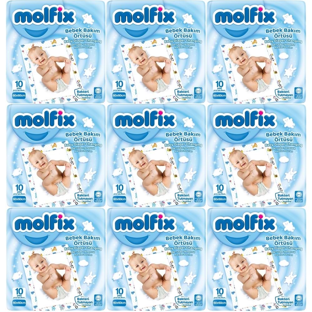 Molfix Bebek Bakım Alt Açma Örtüsü 9 Lu Set 90 Adet (9Pk*10)