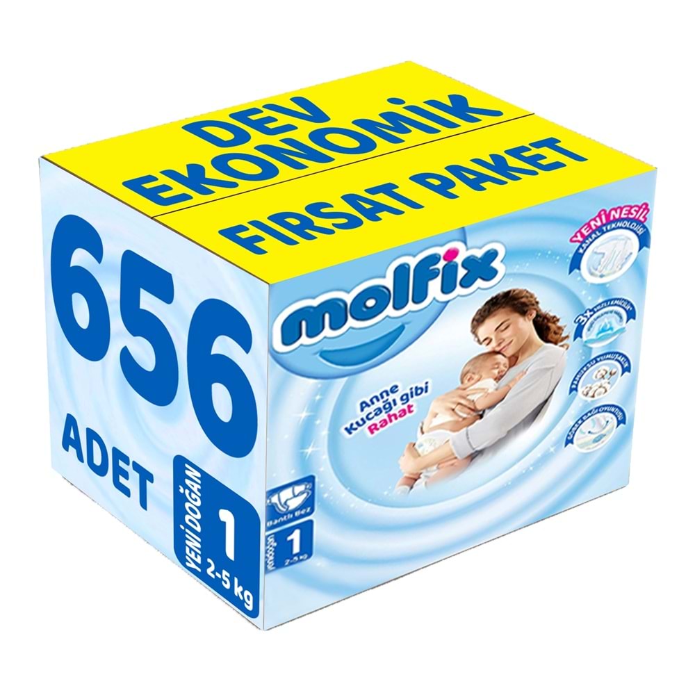 Molfix Bebek Bezi 1 Beden 2-5 KG Yeni Doğan 656 Adet Dev Ekonomik Fırsat Pk