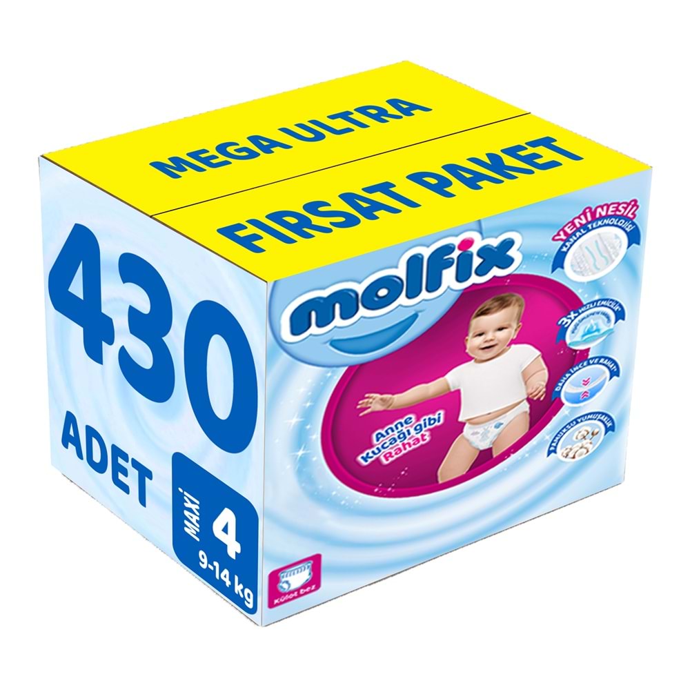 Molfix Külot Bebek Bezi 4 Beden 9-14 KG Maxi 430 Adet MeGa Ultra Fırsat Pk