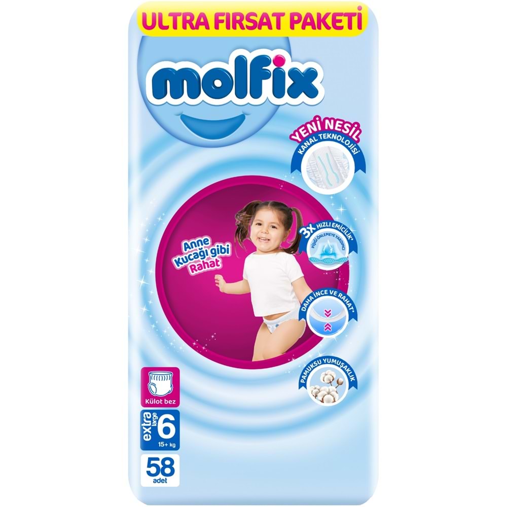 Molfix Külot Bebek Bezi 6 Beden 15+ KG Extra Large 174 Adet Aylık Ultra Fırsat Pk
