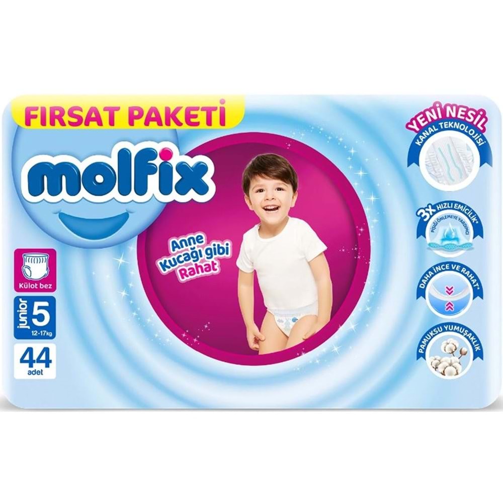 Molfix Külot Bebek Bezi 5 Beden 12-17 KG Junior 176 Adet Avantaj Fırsat Pk