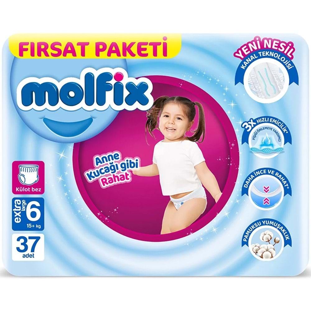 Molfix Külot Bebek Bezi 6 Beden 15+ KG Extra Large 148 Adet Avantaj Fırsat Pk