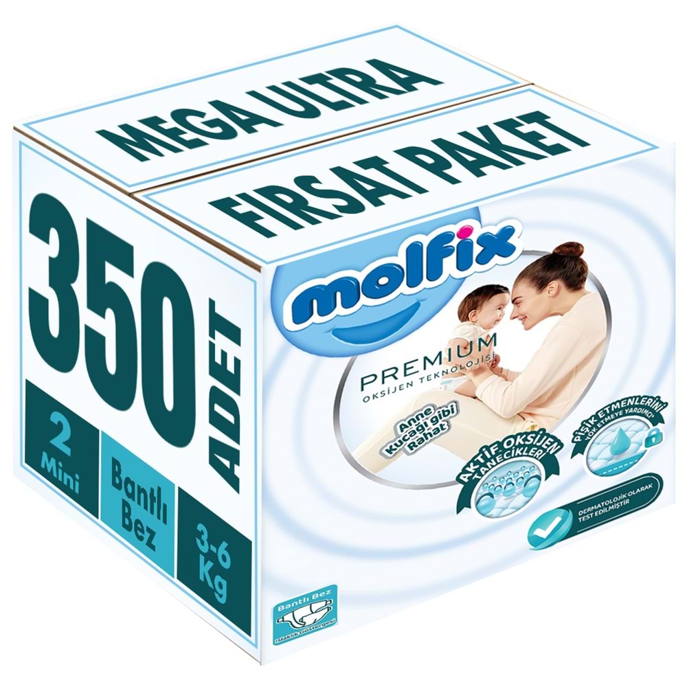 Molfix Premium Bebek Bezi 2 Beden 3-6 KG Mini 350 Adet MeGa Ultra Fırsat Pk