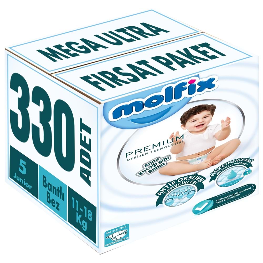 Molfix Premium Bebek Bezi 5 Beden 11-18 KG Junior 330 Adet MeGa Ultra Fırsat Pk