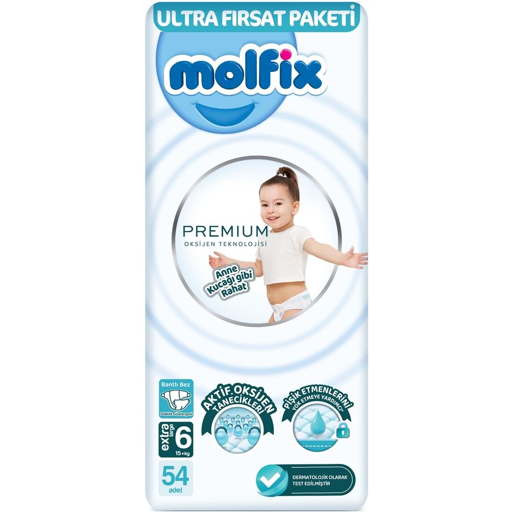 Molfix Premium Bebek Bezi 6 Beden 15+ KG Extra Large 162 Adet Aylık Ultra Fırsat Pk