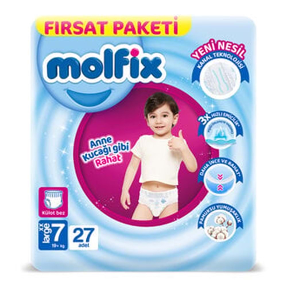 Molfix Külot Bebek Bezi 7 Beden 19+ KG XXLarge 162 Adet Ekstra Fırsat Pk