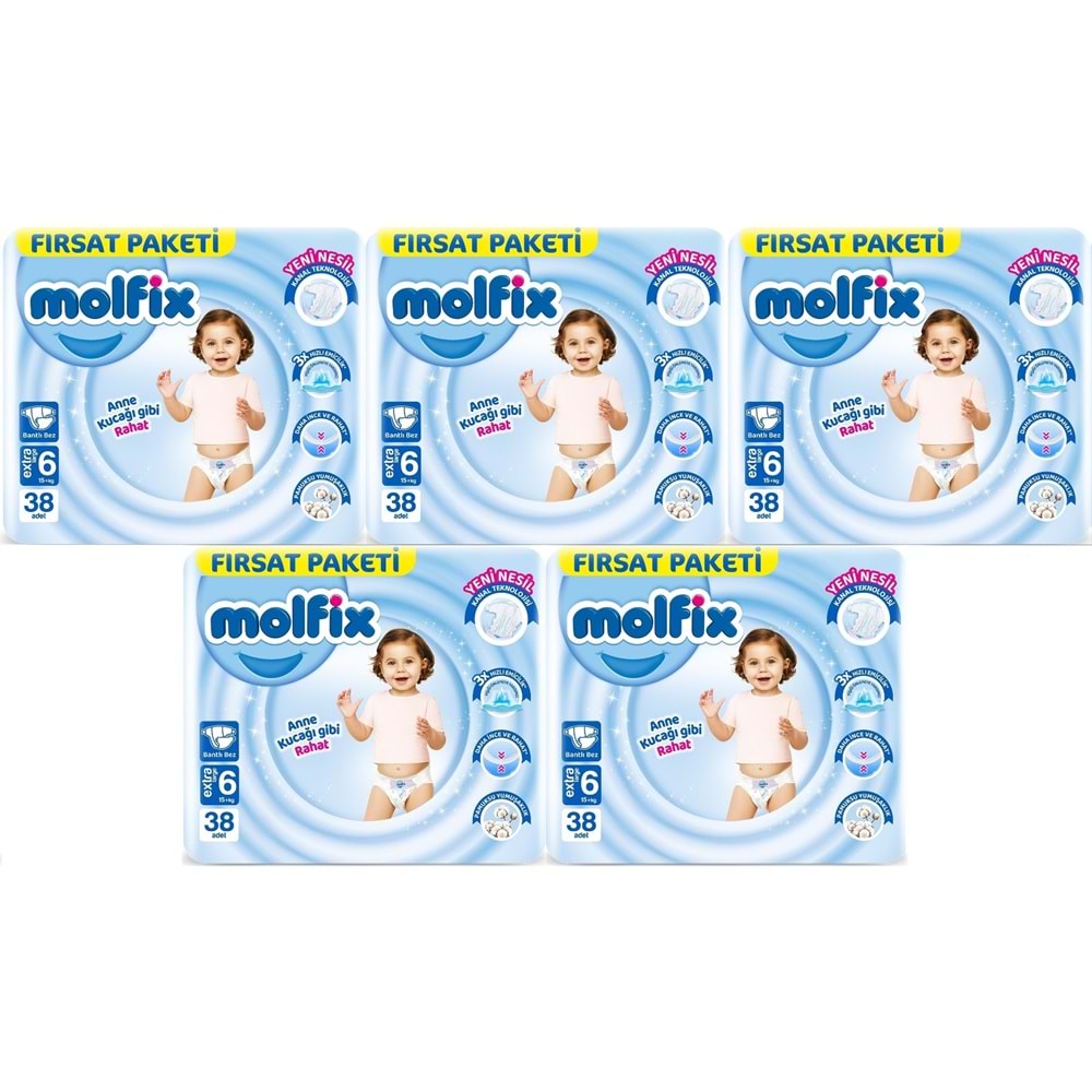 Molfix Bebek Bezi 6 Beden 15+ KG Extra Large 190 Adet MeGa Fırsat Pk