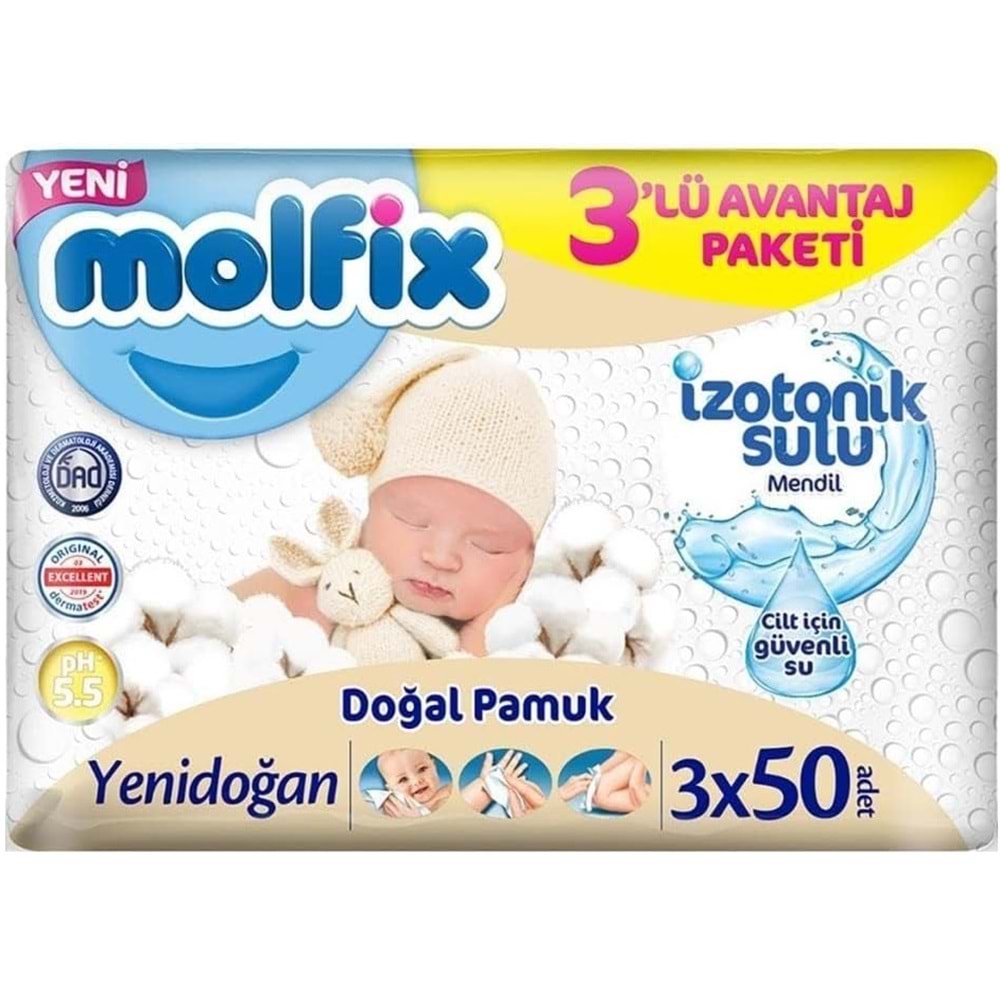 Molfix Premium Bebek Bezi 1 Beden 2-5 KG Yeni Doğan 216 Ad Aylık Ultra Fırsat Pk+ 6 Ad Islak Mendil