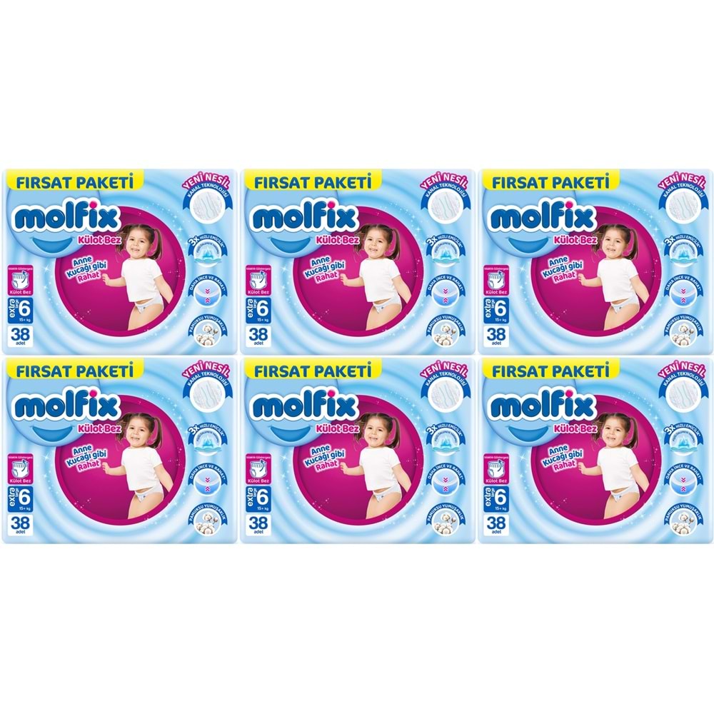 Molfix Külot Bebek Bezi 6 Beden 15+ KG Extra Large 228 Adet Ekstra Fırsat Pk