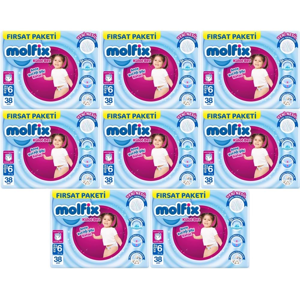 Molfix Külot Bebek Bezi 6 Beden 15+ KG Extra Large 304 Adet Dev Ekonomik Fırsat Pk