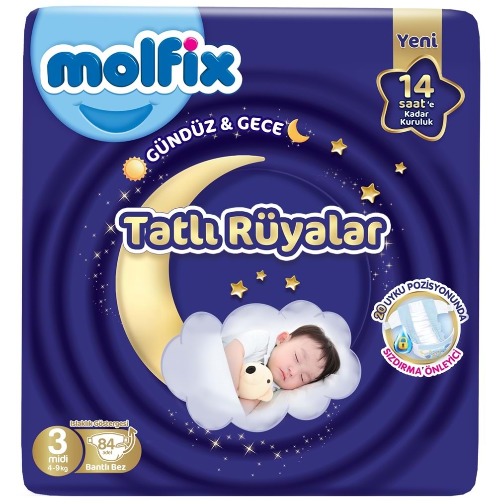 Molfix Tatlı Rüyalar Bebek Bezi 3 Beden 4-9 KG Midi 168 Adet Ekonomik Fırsat Pk