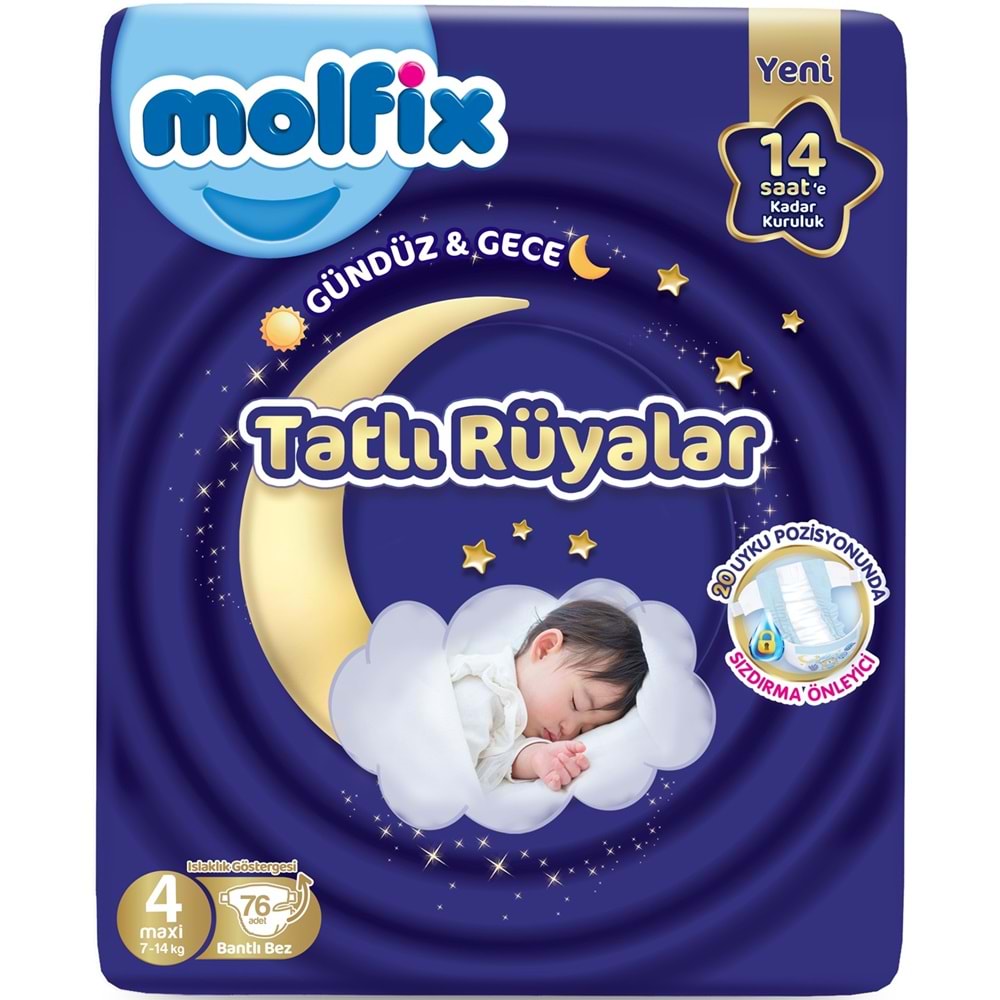 Molfix Tatlı Rüyalar Bebek Bezi 4 Beden 7-14 KG Maxi 304 Adet Avantaj Fırsat Pk