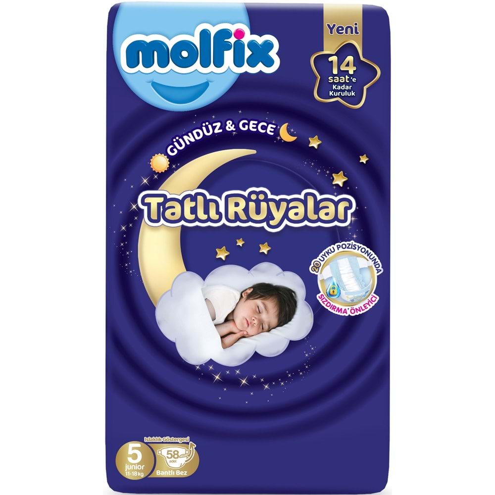 Molfix Tatlı Rüyalar Bebek Bezi 5 Beden 11-18 KG Junior 232 Adet Avantaj Fırsat Pk