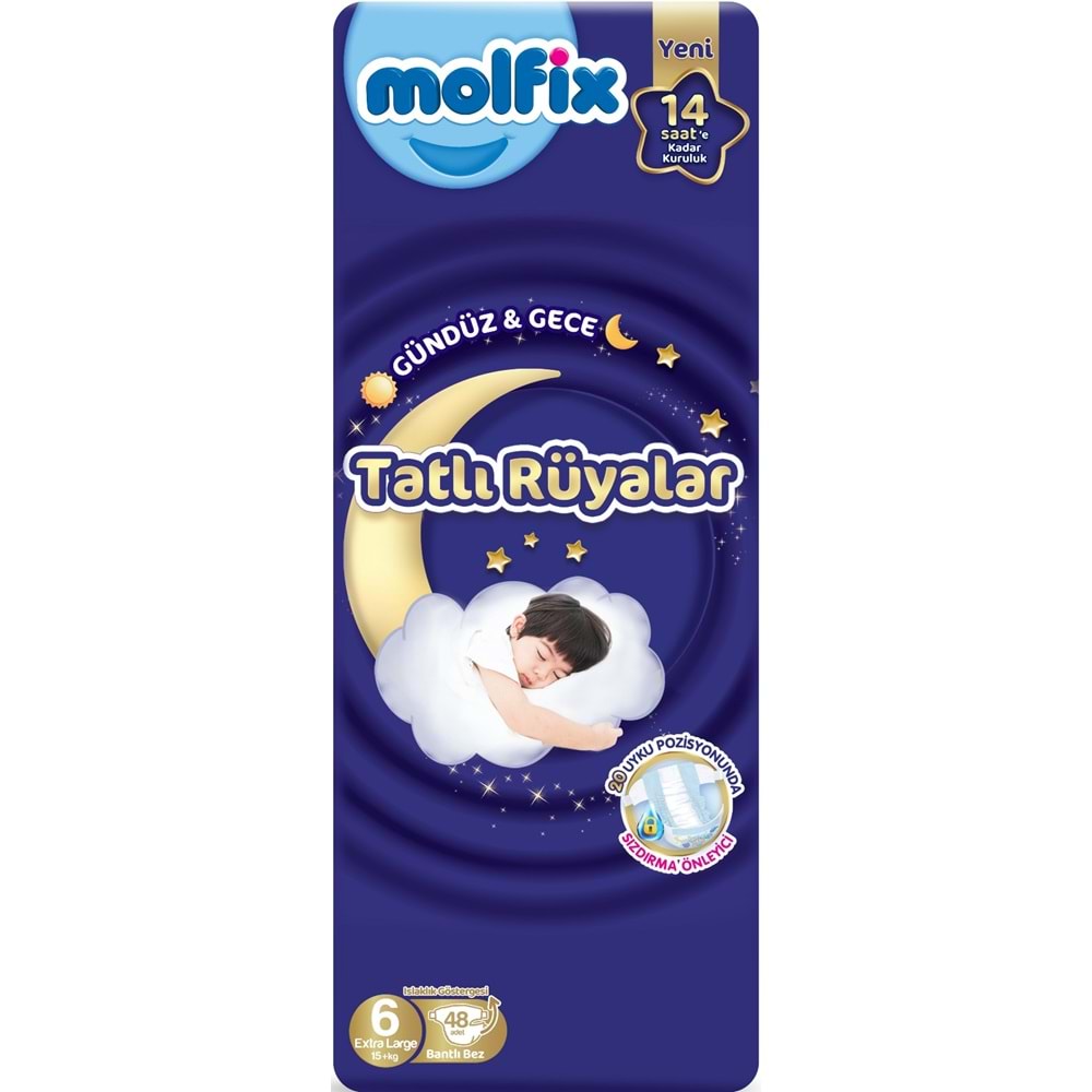 Molfix Tatlı Rüyalar Bebek Bezi 6 Beden15+ KG Extra Large 96 Adet Ekonomik Fırsat Pk