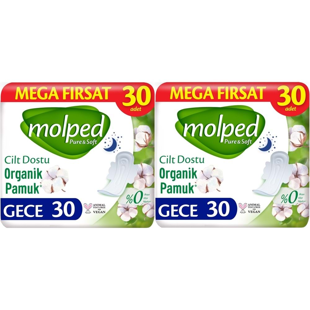 Molped Pure&Soft Hijyenik Ped Gece 60 (2PK*30) Adet Mega Pk