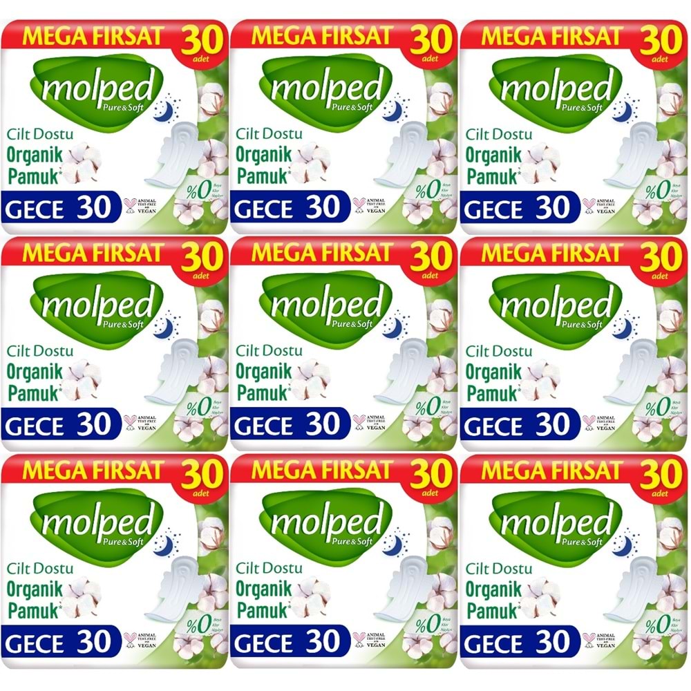 Molped Pure&Soft Hijyenik Ped Gece 270 (9PK*30) Adet Mega Pk