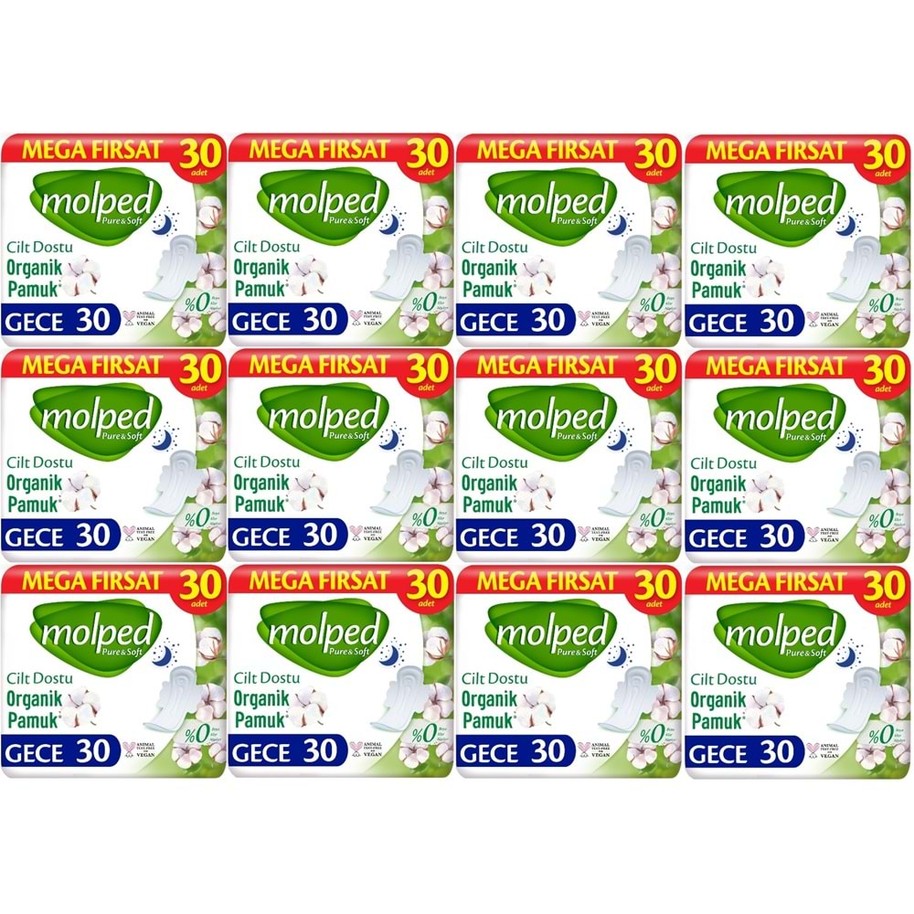 Molped Pure&Soft Hijyenik Ped Gece 360 (12PK*30) Adet Mega Pk