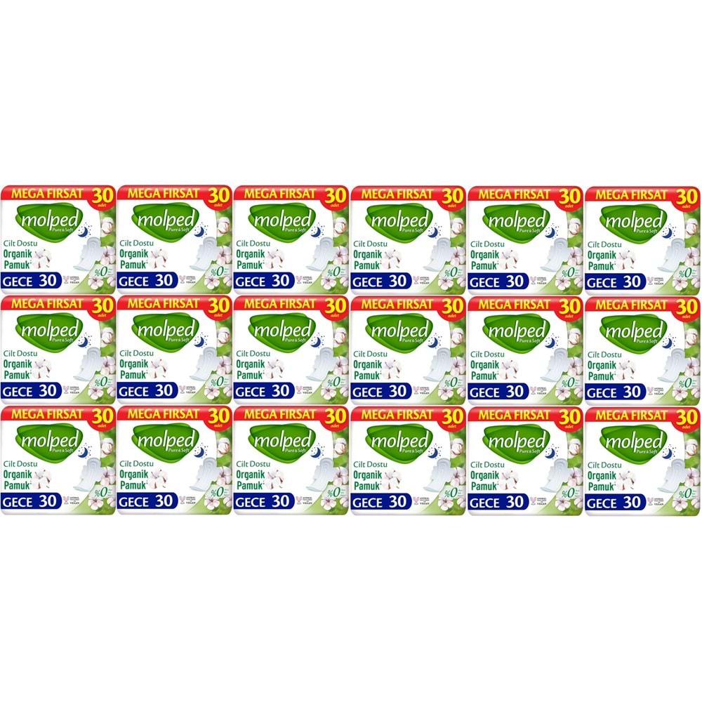 Molped Pure&Soft Hijyenik Ped Gece 540 (18PK*30) Adet Mega Pk