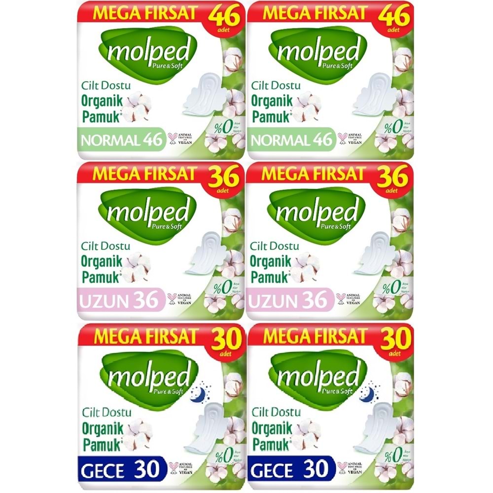 Molped Pure&Soft Hijyenik Ped Avantaj PK Normal 92 + Uzun 72 + Gece 60 Toplam : 224 Adet