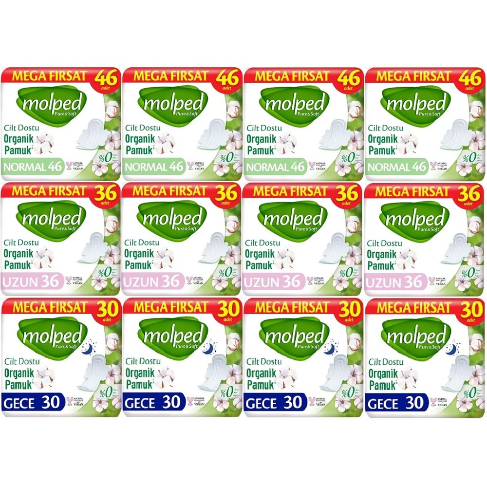 Molped Pure&Soft Hijyenik Ped Avantaj PK Normal 184 + Uzun 144 + Gece 120 Toplam : 448 Adet