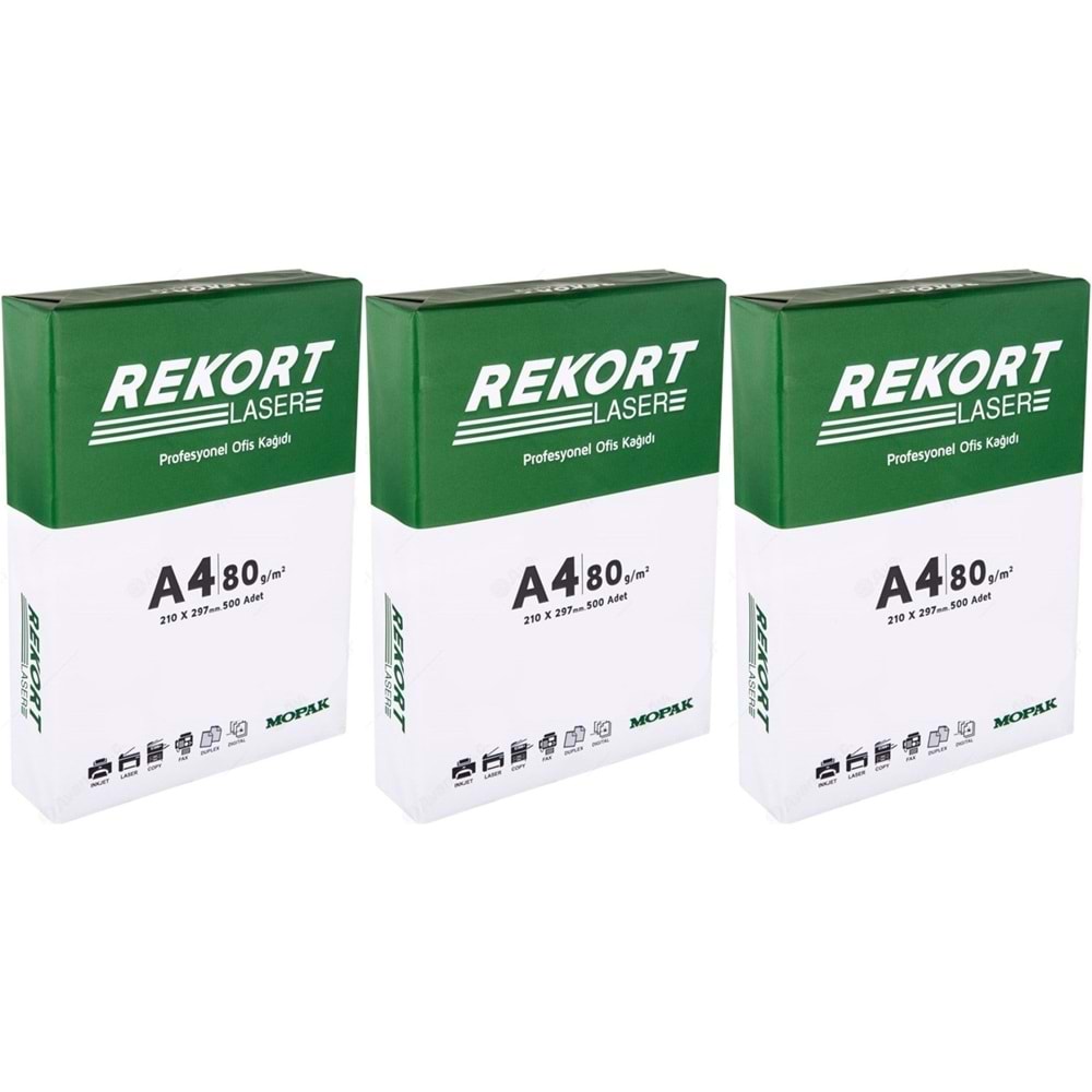 Mopak Rekort A4 80GR/M2 Fotokopi Kağıdı 1500 Adet (3PK*500)