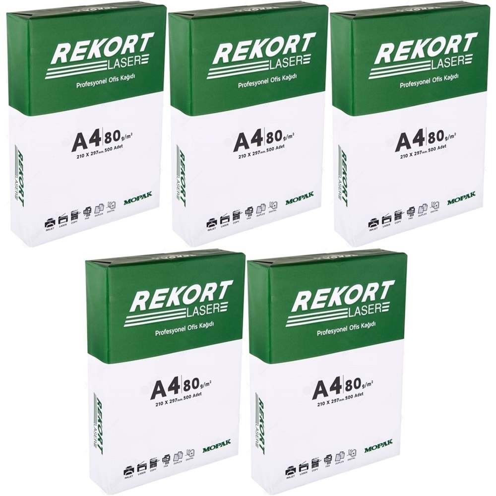 Mopak Rekort A4 80GR/M2 Fotokopi Kağıdı 2500 Adet (5PK*500)